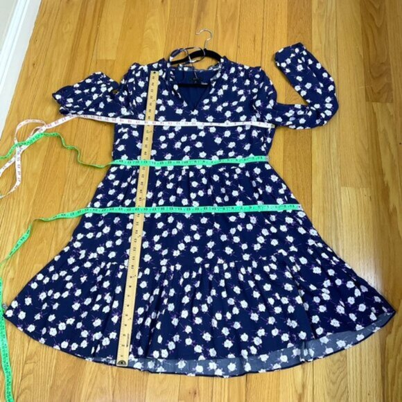 J. Crew Dress Floral Tie Front Blue Purple 2020 (M) - Picture 10 of 11